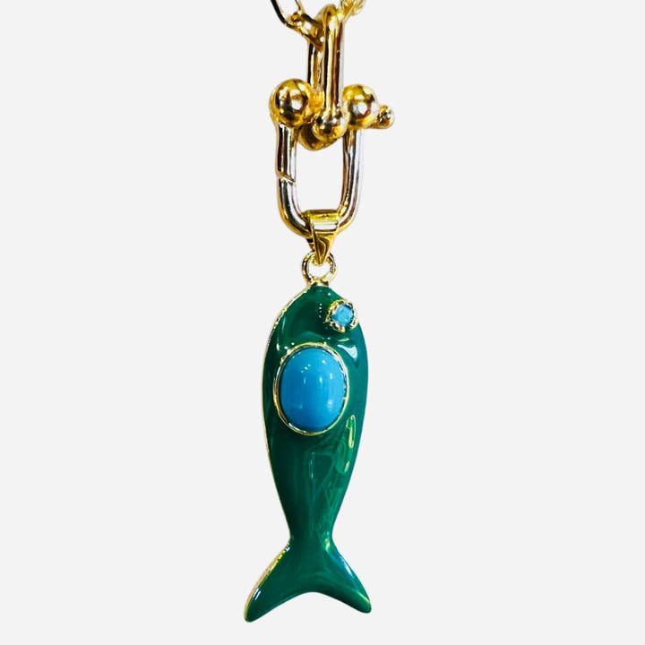Go Fish Pendant Necklace - 4 Color Options for wholesale by Sissy Yates Designs
