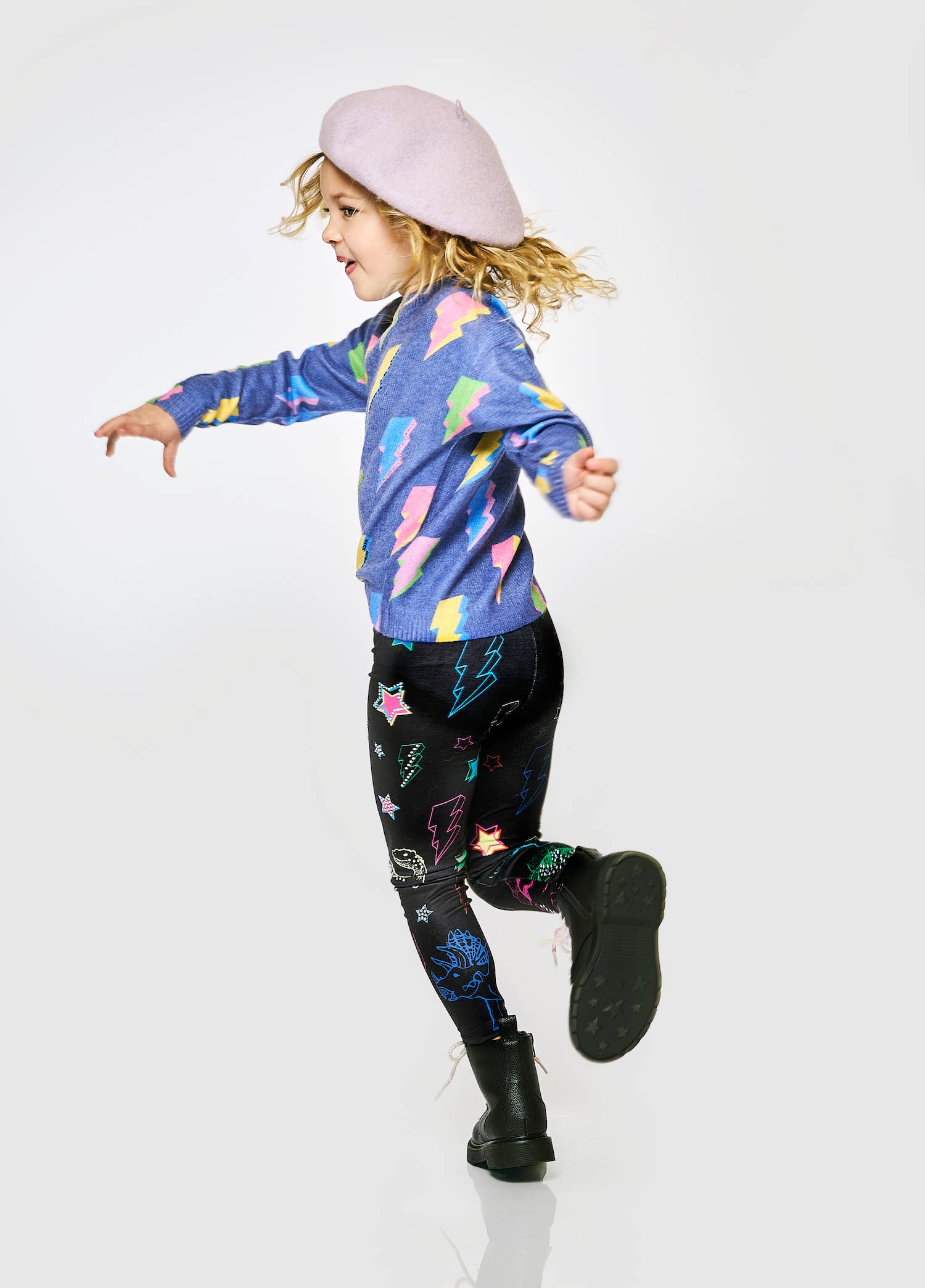 NAVY MULTI THUNDERBOLT PRINTED SWEATER for wholesale on Faire2