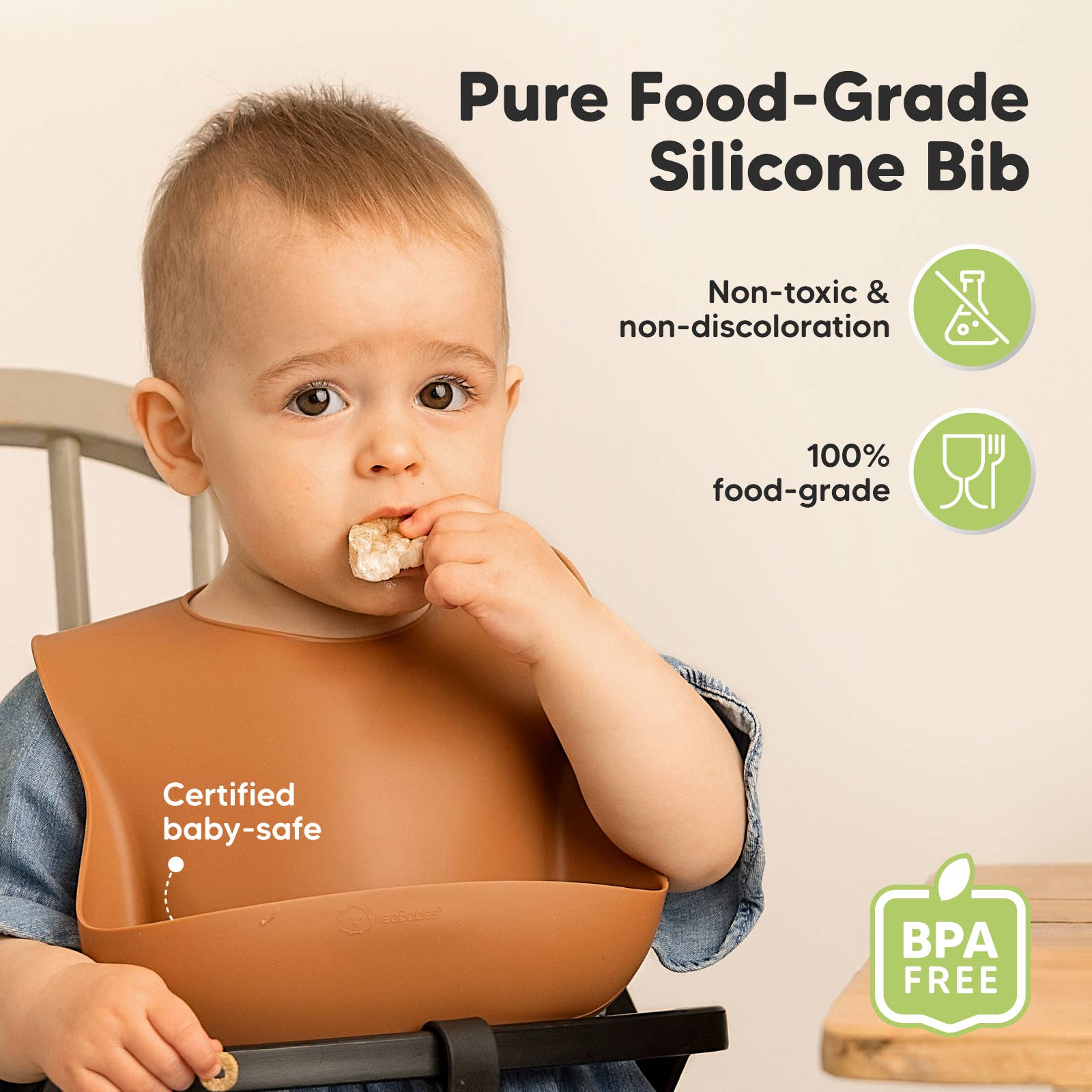 Terracotta 2-Pack Prep Silicone Bibs for Babies, Toddlers, Boys, Girls for wholesale on Faire1