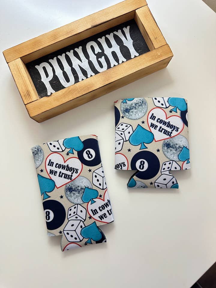 In Cowboys We Trust Koozie (2 sizes) for wholesale by Gunpowder and Glam Boutique