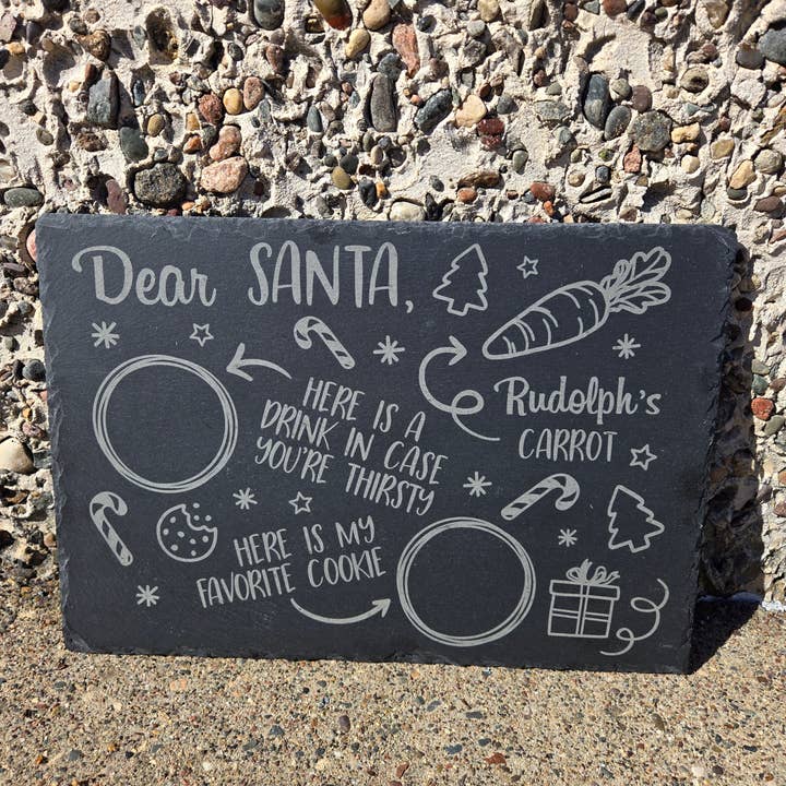 Vassoio per latte e biscotti in ardesia con Rudolph Carrot per la vendita all'ingrosso da parte di Droplets