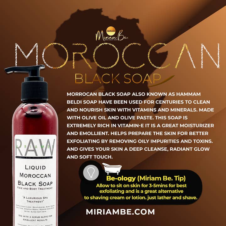 Savon noir marocain liquide pour la vente par Skin by Miriam Be.