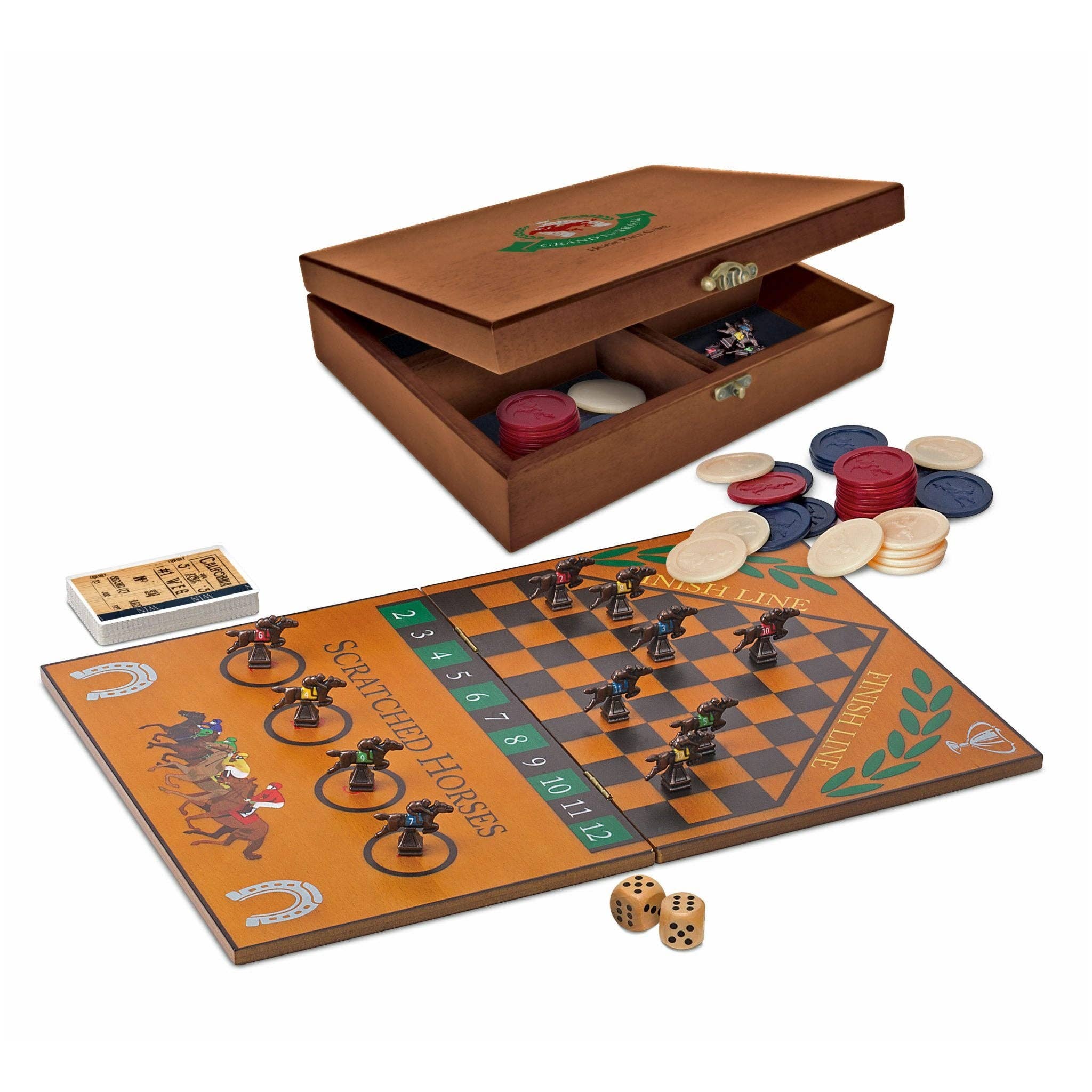 Wood Expressions - Vendita all'ingrosso Giochi da tavolo - Grande gioco nazionale di corse di cavalli in una scatola di legno3