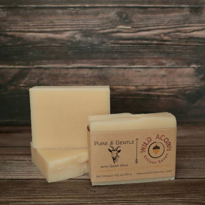Pure & Gentle Soap with Goat Milk for wholesale by Wild Acorn Artisan Soaps LLC