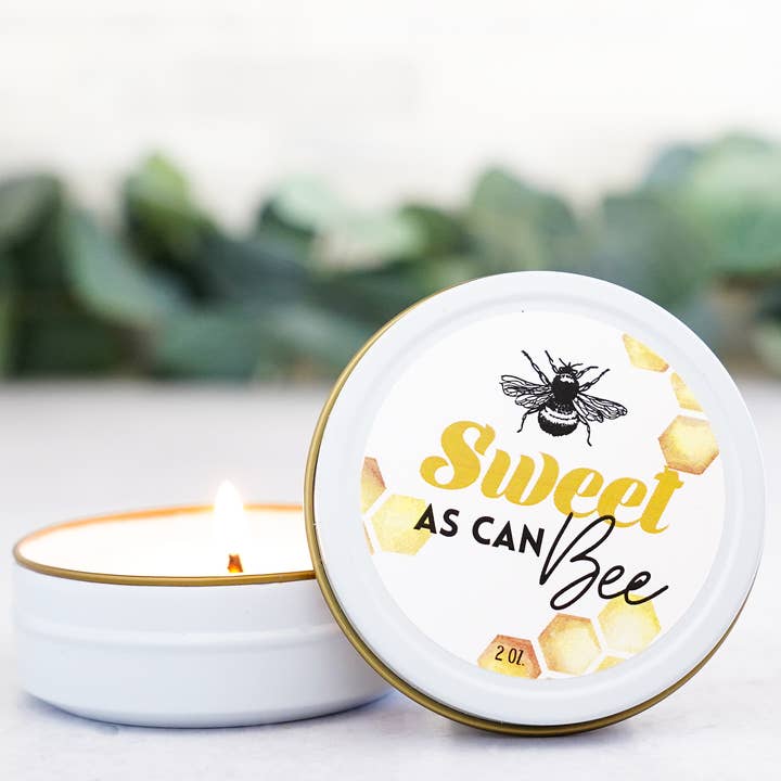 Sweet as can Bee Small Candle baby shower favor for wholesale by The Little Flower Soap Co