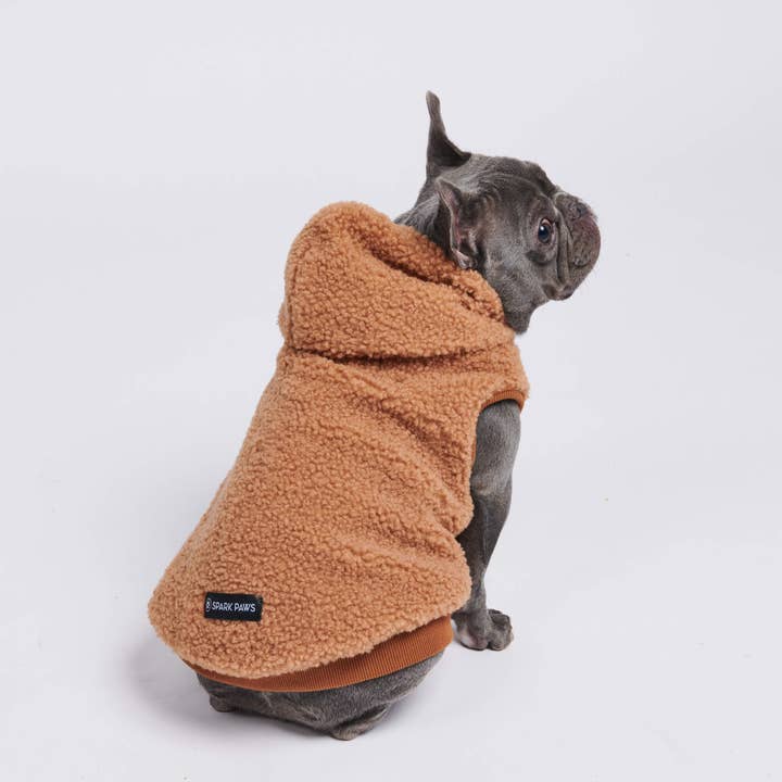 Spark Paws - Wholesale Pet Jacket - Dog - Teddy Sherpa Fleece Dog Jacket - Brown