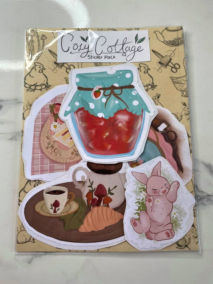 Cosy Cottage Sticker Pack | cottagecore art | vinyl stickers for wholesale by PrettySpookyDesigns