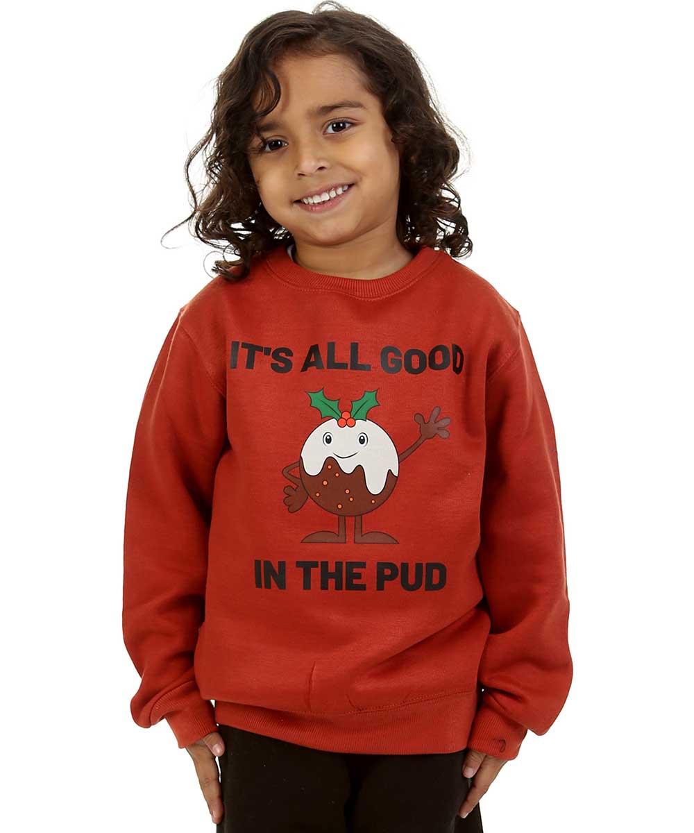 Trendy Toggs Kids Christmas pudding Jumper Rust for wholesale on Faire4