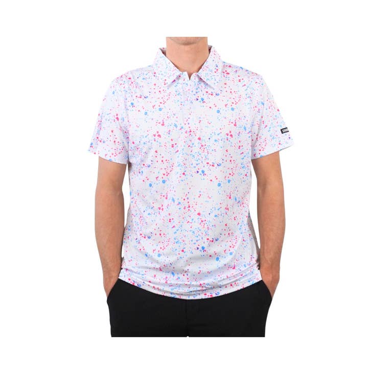 Shank It Golf - Wholesale Polo - Men's - Paint Splatter Polo White