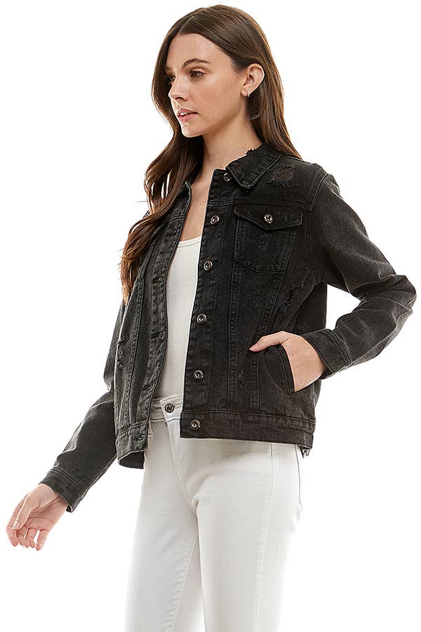 patrol jeans - Wholesale Denim Jacket - Women's - Ladies Denim Jacket with Distressed5