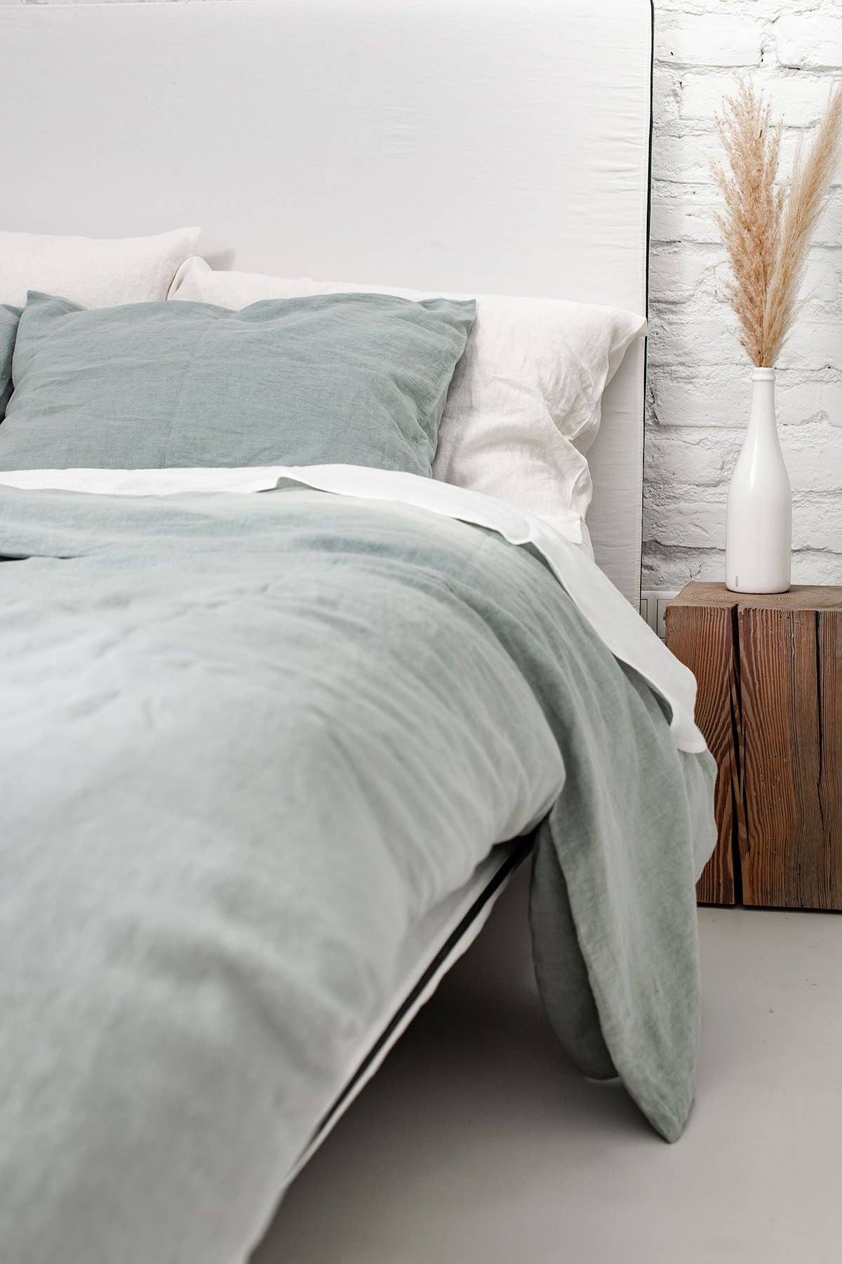 Linen waffle blanket in Sage Green for wholesale on Faire3