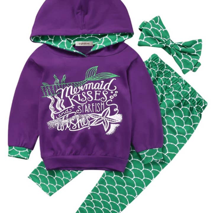 Conjunto de Niña 3 Piezas Sirena Púrpura para venta al por mayor de Fennco Styles