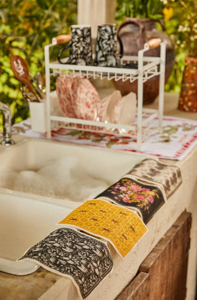 Blue Stallion Farm - Vendita all'ingrosso Strofinaccio da cucina - PANNO RIUTILIZZABILE CON BOUQUET FLOREALE NERO4