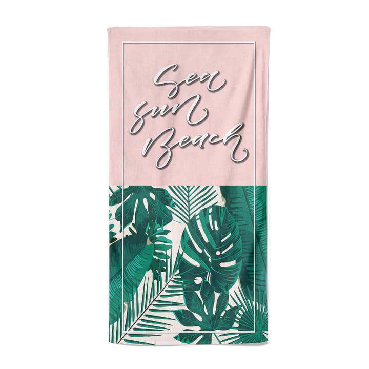 Sea Sun Beach Strandtuch, rosa Palmenblätter für den Großhandel von NOSO Home