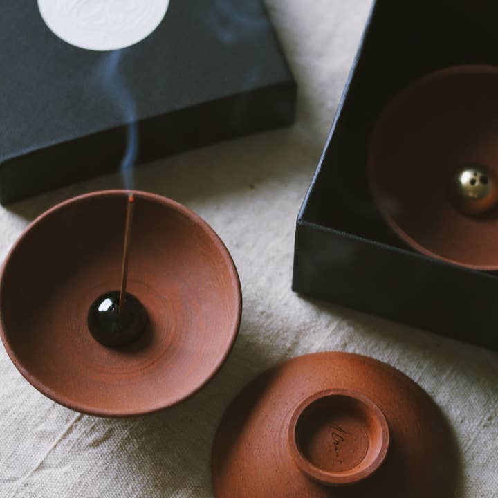 Rökelsehållare Bägare i Röd Jord Terrakotta för wholesale av Ume Incense
