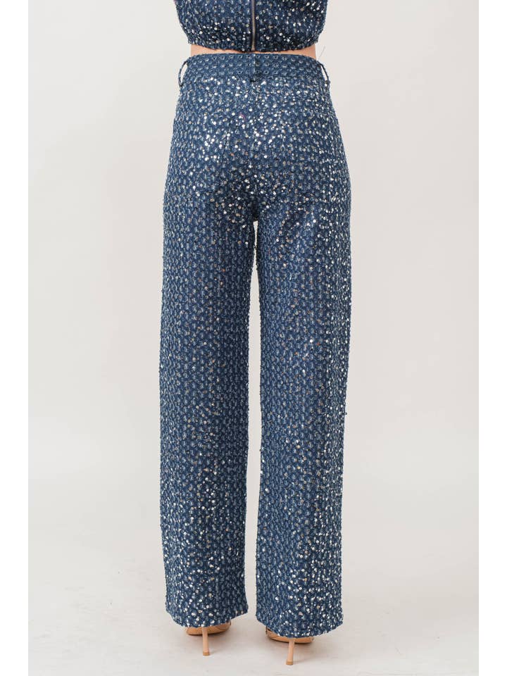 KIWI - Wholesale Jeans - Women's - IP2802- Distressed Sequin Denim Pants