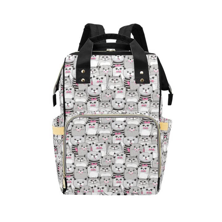 Cats Multifunctional Diaper Backpack Bag for wholesale by Pioneer Kitty Market