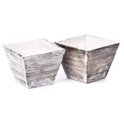 SQ WOOD PLANTER-2 ASST for wholesale by Willow Group