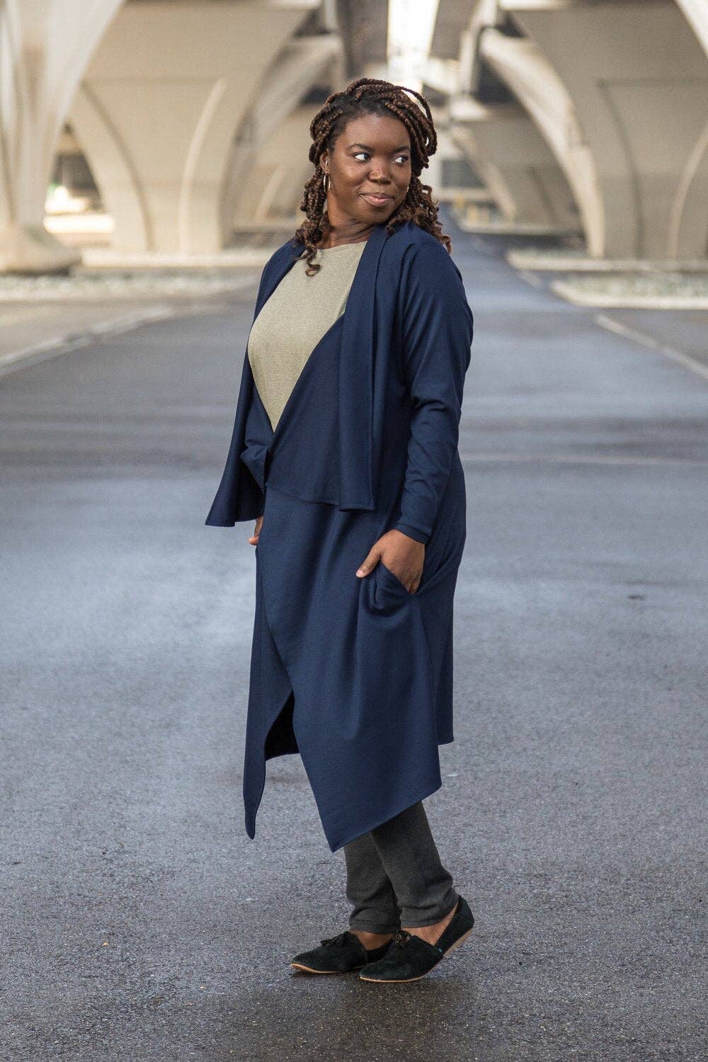 Knieriem Designs - Wholesale Jacket - Women's - Draped Long Sleeve Ponte Jacket8