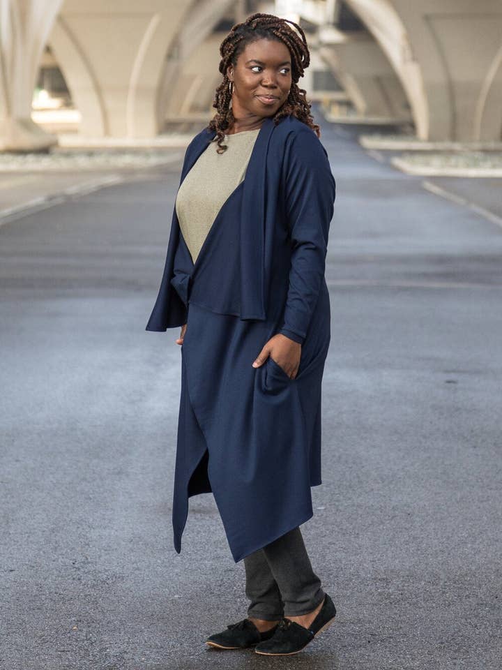 Knieriem Designs - Wholesale Jacket - Women's - Draped Long Sleeve Ponte Jacket8