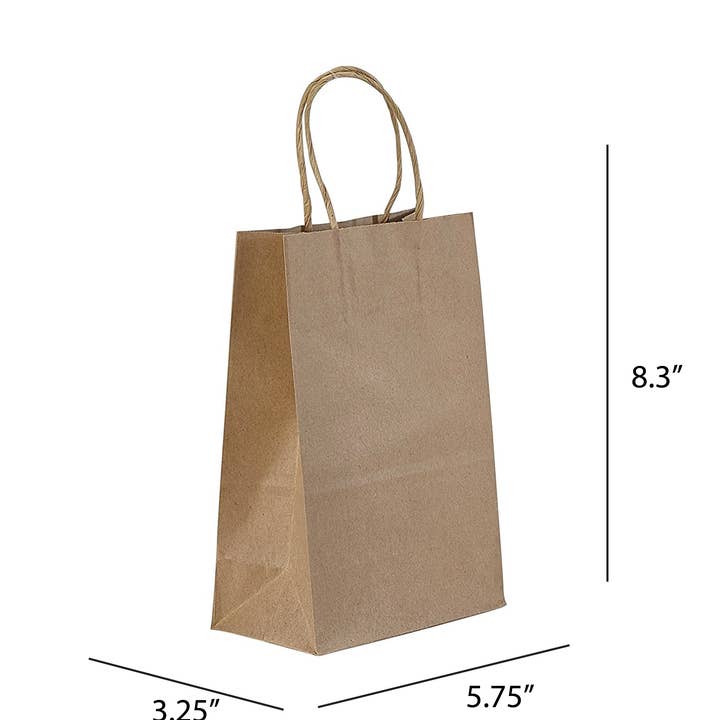 Natural/White Paper Bag - 5.75 x 3.25 x 8.375 (250 Pack) for wholesale by PTP BAGS