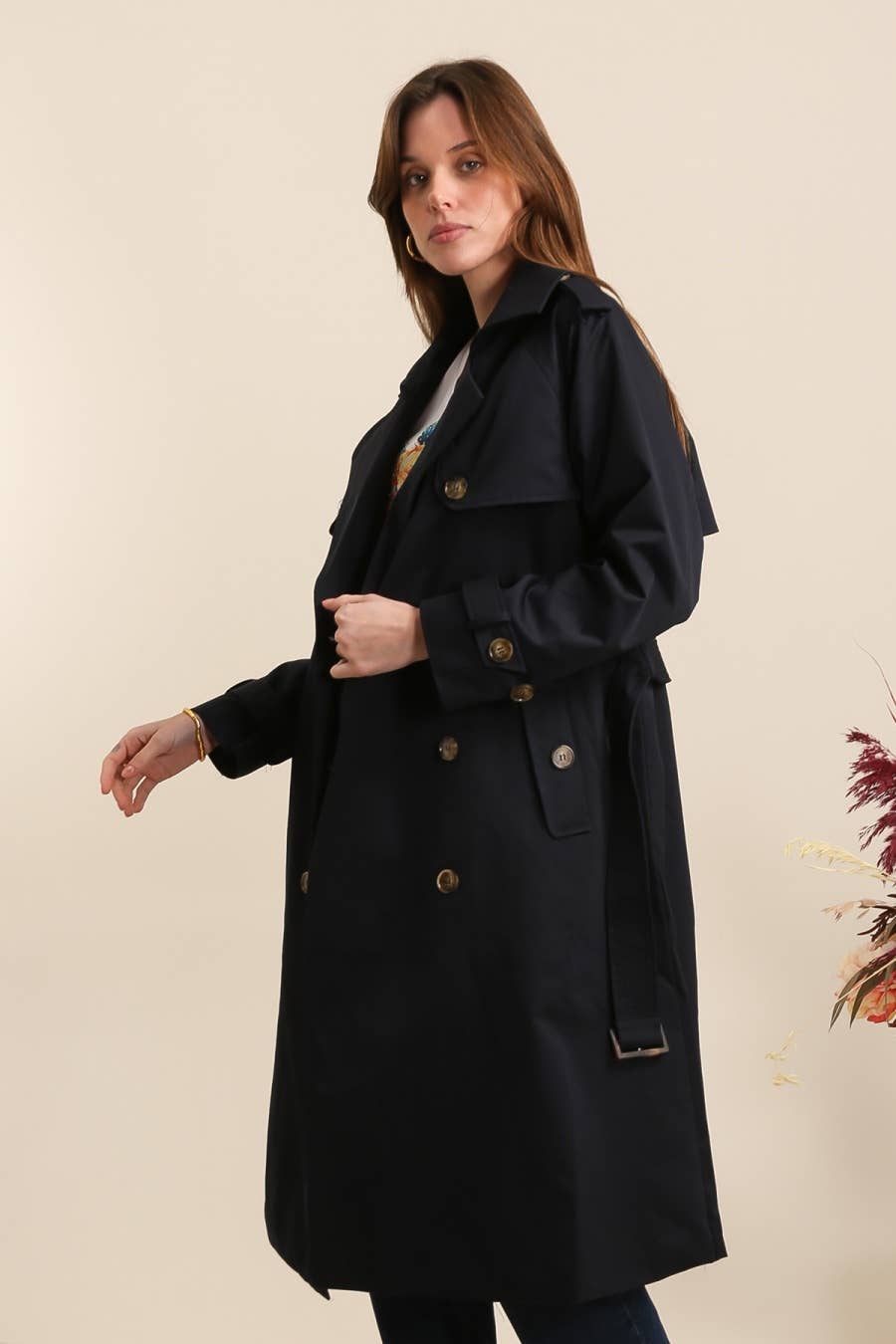 Attrait Paris - Wholesale Trench Coat - Women's - Long double-breasted trench coat19