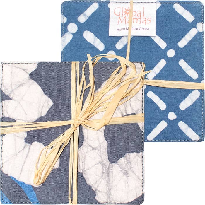 Sous-verres : motifs floraux peints - Anthracite biologique pour la vente par Global Mamas