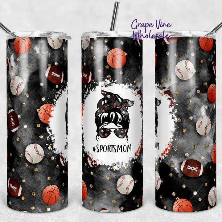 Unordentlicher #SportsMom-Dutt 20oz Becher für den Großhandel von GrapeVineWholesale