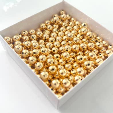 Js Wholesale Jewelry - Vendita all'ingrosso Perline - Perline distanziatrici riempite in oro 14 carati, non ossidabili, perline in oro da 6 mm (cop.