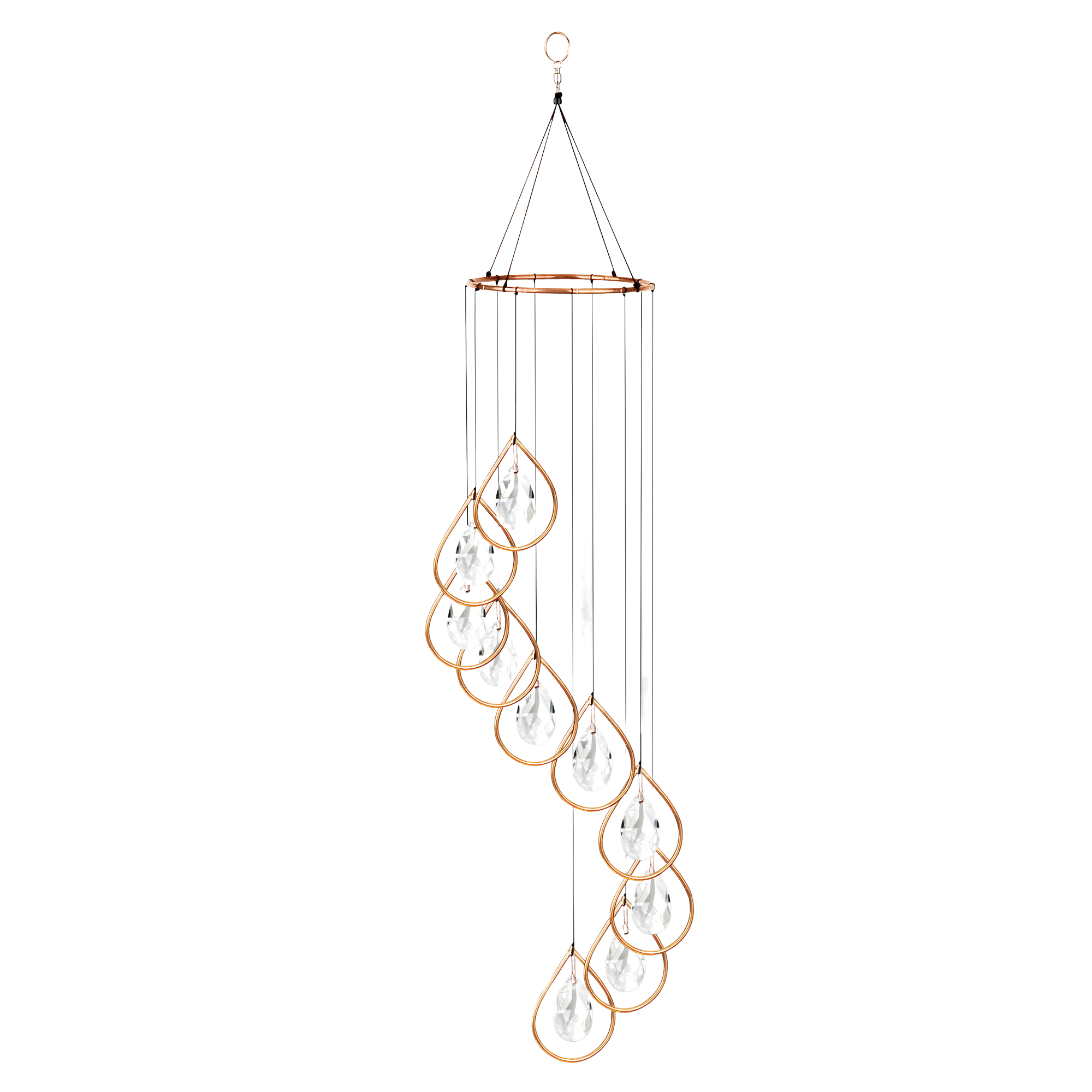 GeoCentral - Wholesale Wind Chime - Copper Teardrop Spiral Suncatcher Windchime - 35"1