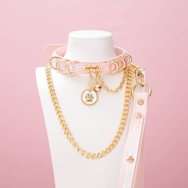 Pink og guld "Rosie" halsbånd og snor sæt for engroshandel hos 8th Sin