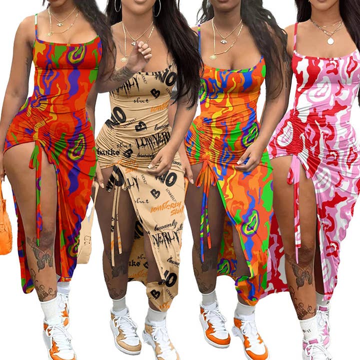 CAMOUFLAGE Robe longue camouflage MB FASHION avec cordon de serrage 2339LY en vente sur Faire5