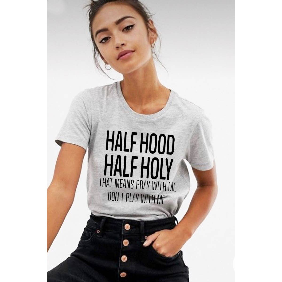 Polar bee - Wholesale Screen Printed T-Shirt - Women's - HALF HOOD HALF HOLY GRAPHIC TEE 1