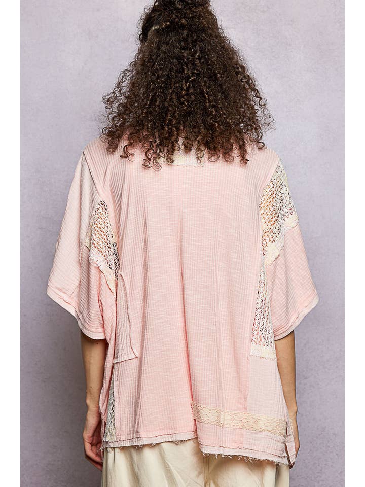 Pol Clothing - Wholesale Button Down Shirt - Women's - Collared Studded Button-down Short Sleeve Knit Shirt Top17