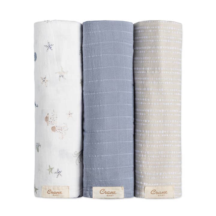 Cove 3-pc. Swaddle Set (Sea Life) for wholesale by Crane Baby