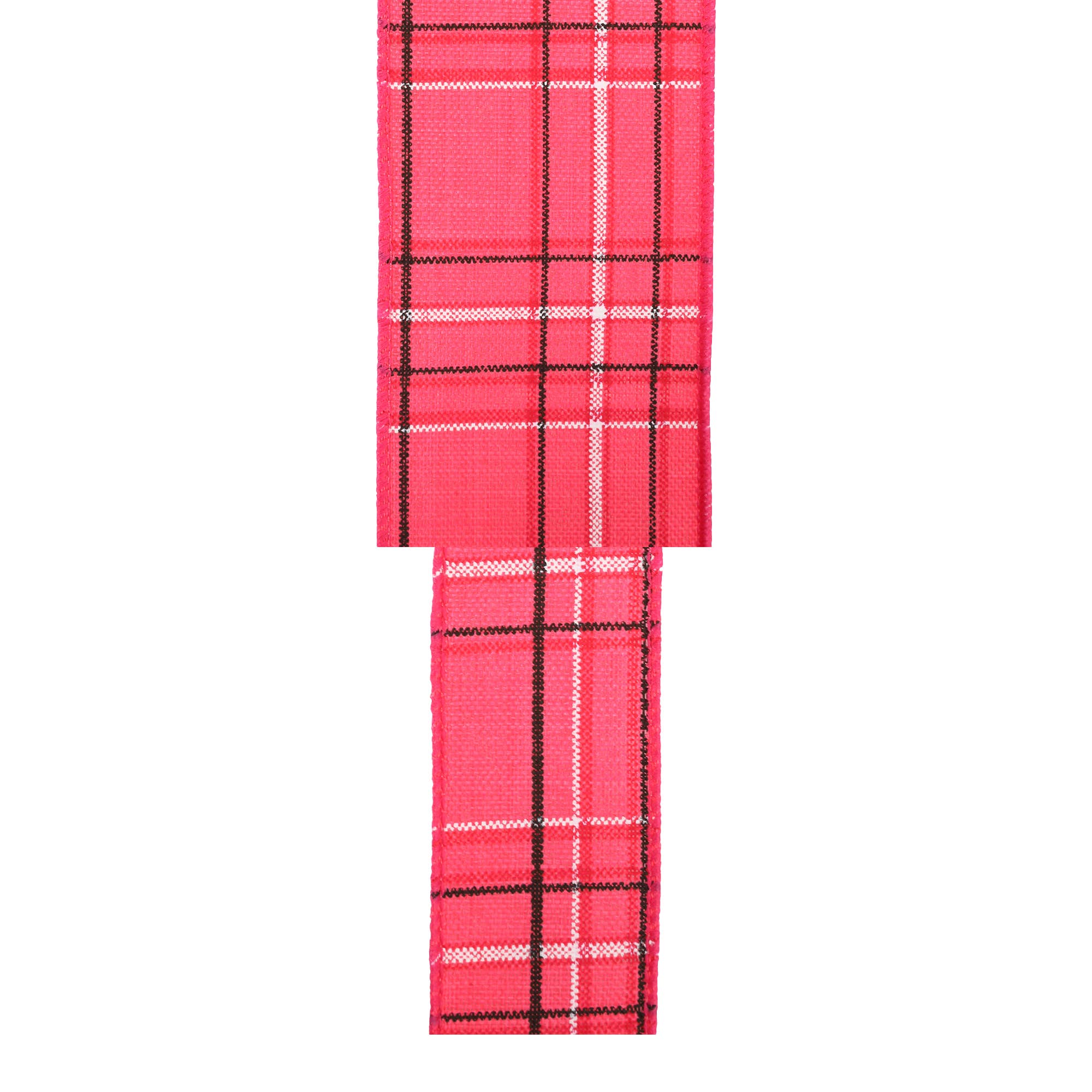 LA Ribbons Wholesale – Engroshandel Bånd – Kablet bånd | Hot pink/Spring Plaid | 10 Yard Roll5