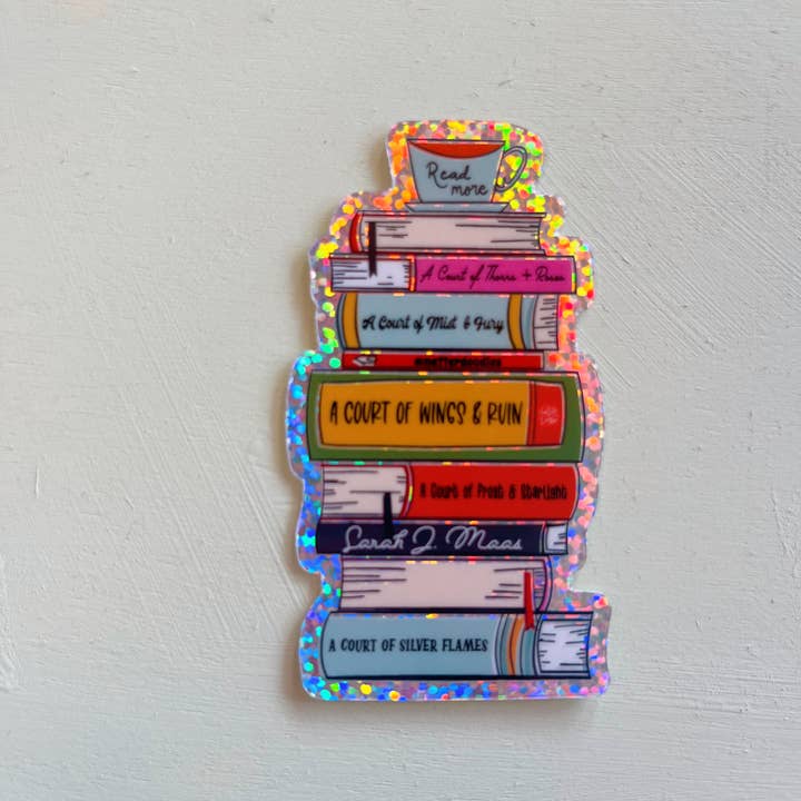 NatterDoodle - Wholesale Sticker - A Court of Thorns and Roses ACOTAR Book Stack Glitter Vinyl