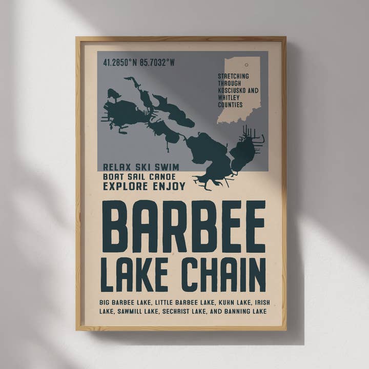 Barbee Lake Chain Travel Poster for wholesale by Recollection Project