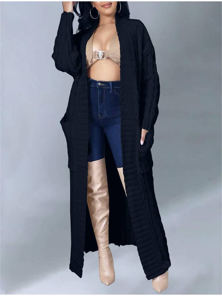 Rosa Clothing - Wholesale Cardigan - Women's - Multicolored Long coat knit cardigan16