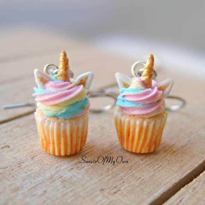 Unicorn Cupcake Earrings - Dangle Earrings for wholesale by Sweetsofmyown