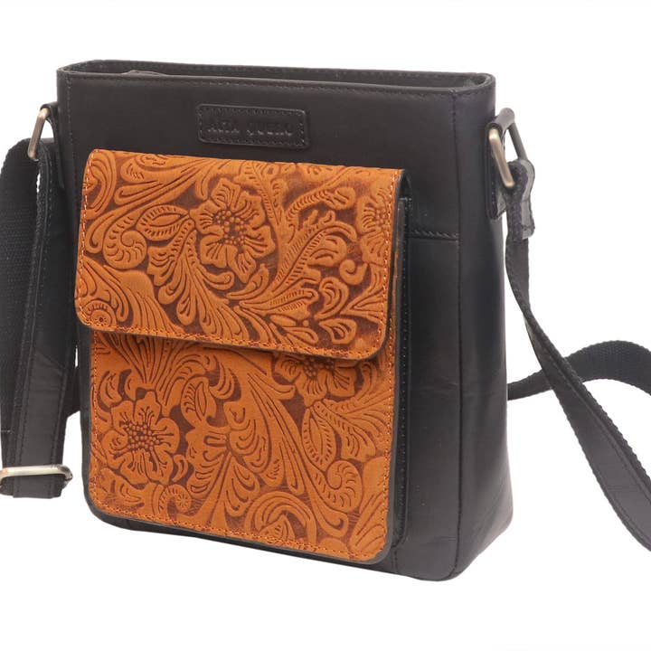 Alta Quero - Wholesale Crossbody Bag - Women's - Embossed Genuine Leather Crossbody Bags (2-Pack)–Floral+Leaf6