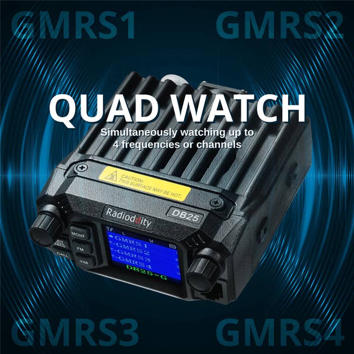 Radioddity - Wholesale Small/Handheld Appliance - Radioddity DB25-G GMRS Mobile Radio | 25W | Quad Watch | UHF VHF Scanning | Repeater Capable