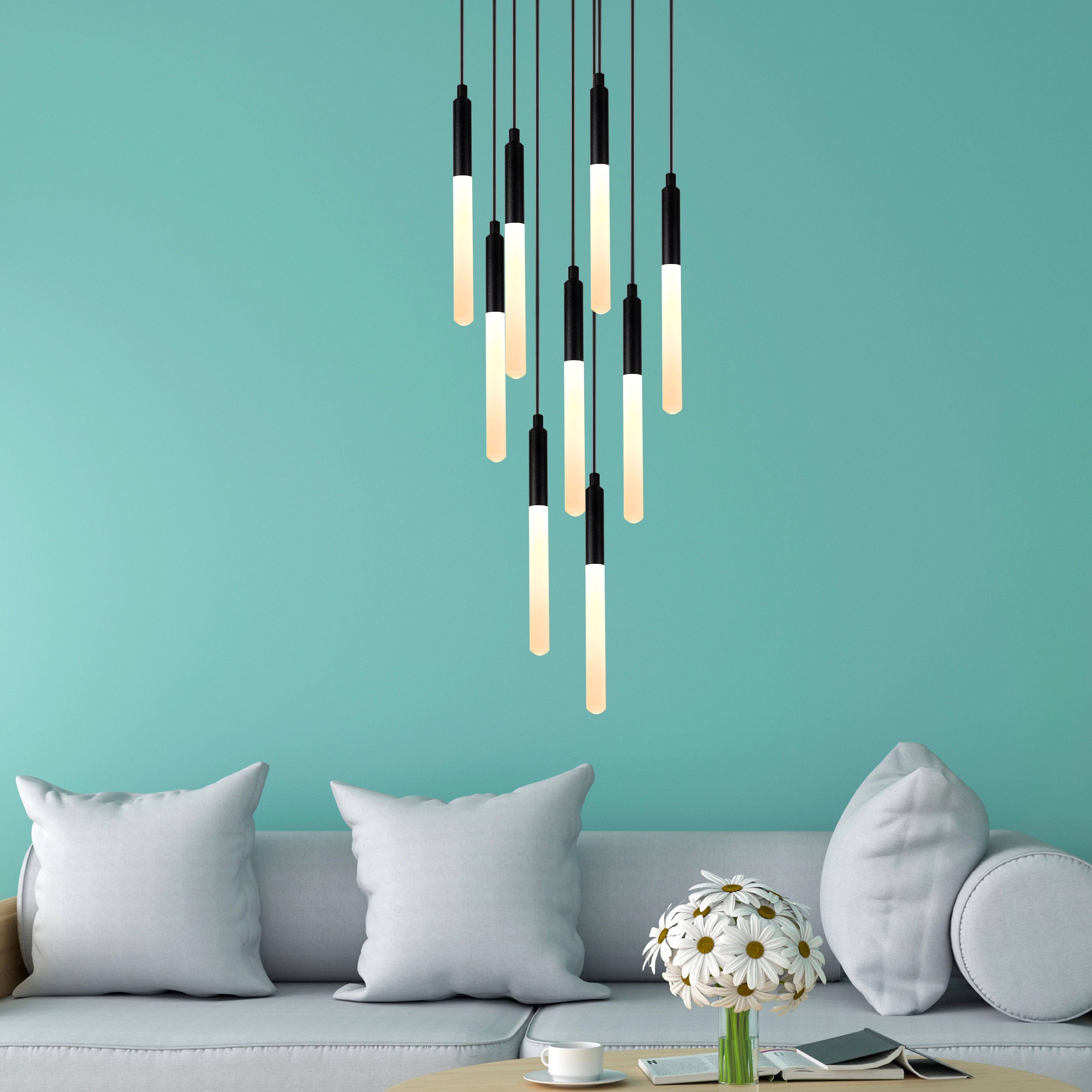 Eclipse Lighting – Engroshandel Lysekrone/pendellampe – LED-rør Moderne Multi Vedhængslampe til Trappe, Trappeopgang Lysekrone, Slankt Rør Vedhængslampe, 3 Etagers Vedhængslampe, Lysarmatur4