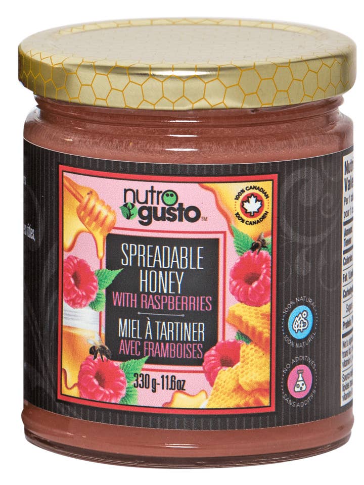 NutroGusto Honey Spread with Raspberry 330g for wholesale by NutroGusto