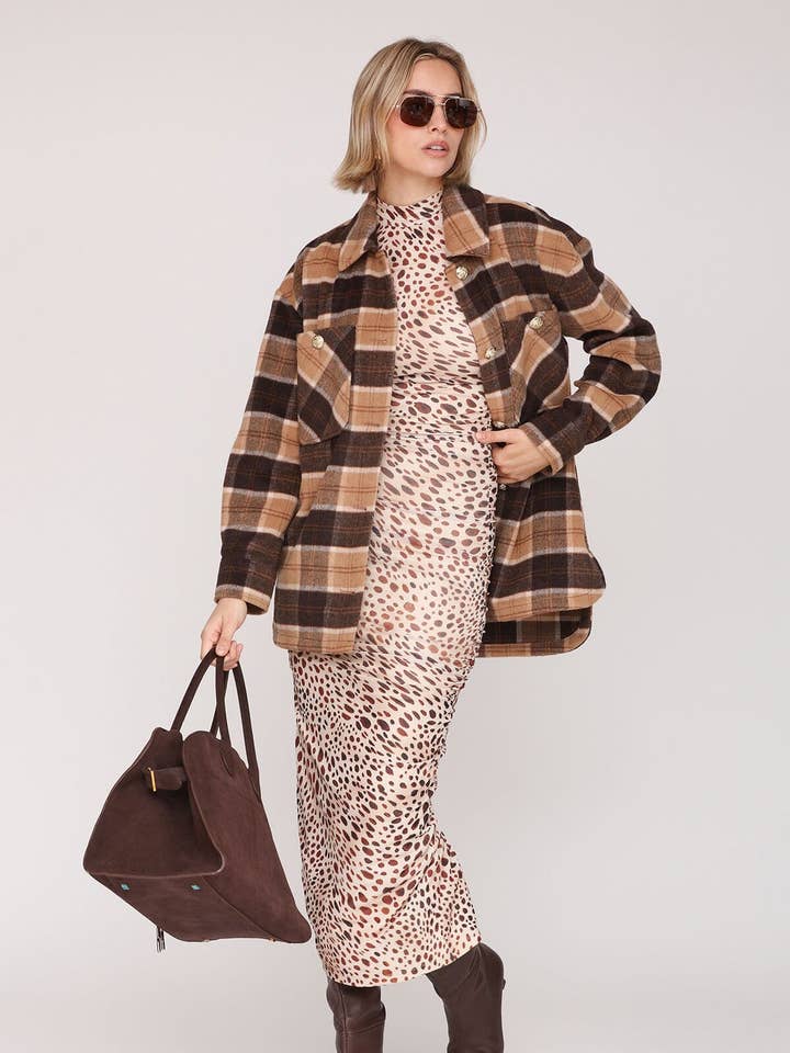 Plaid Wool Blend Oversized Shacket for wholesale by Avec Les Filles