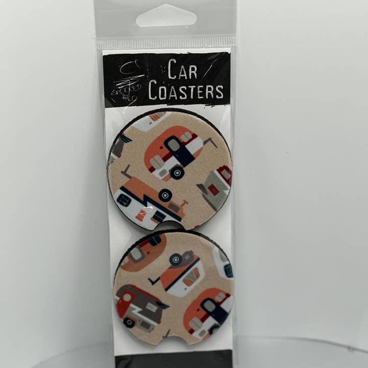 Campers Set of 2 Neoprene Coasters for wholesale by Crooked Halo