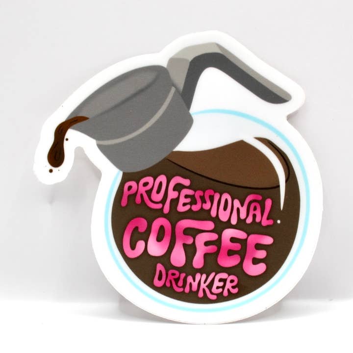 Pegatina de Bebedor Profesional de Café para venta al por mayor de Crowded Cat Studio