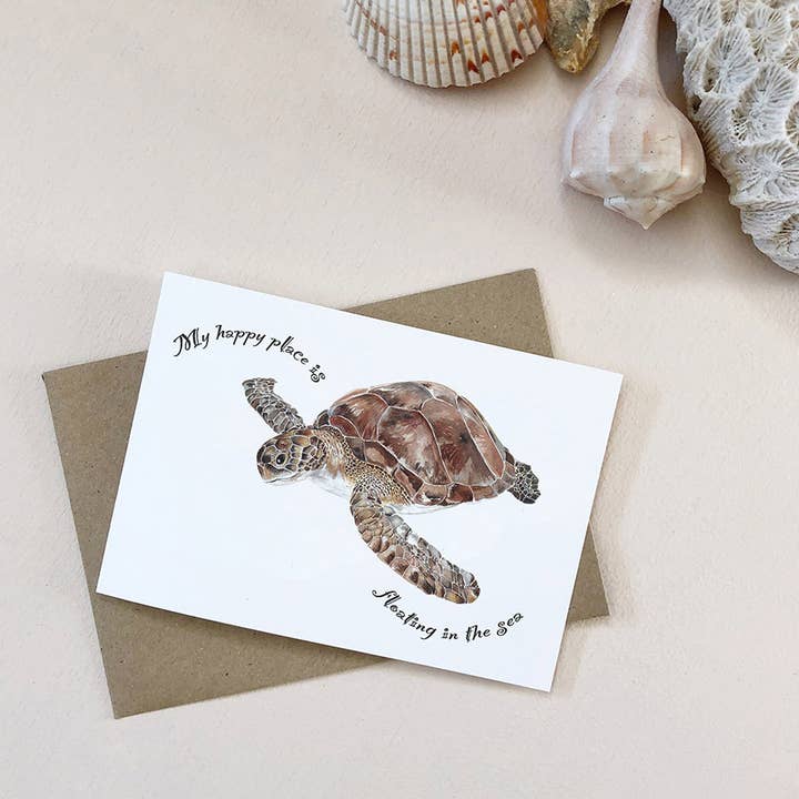 Watercolour Sea Turtle Greetings Card for wholesale by Katie Hipwell Design