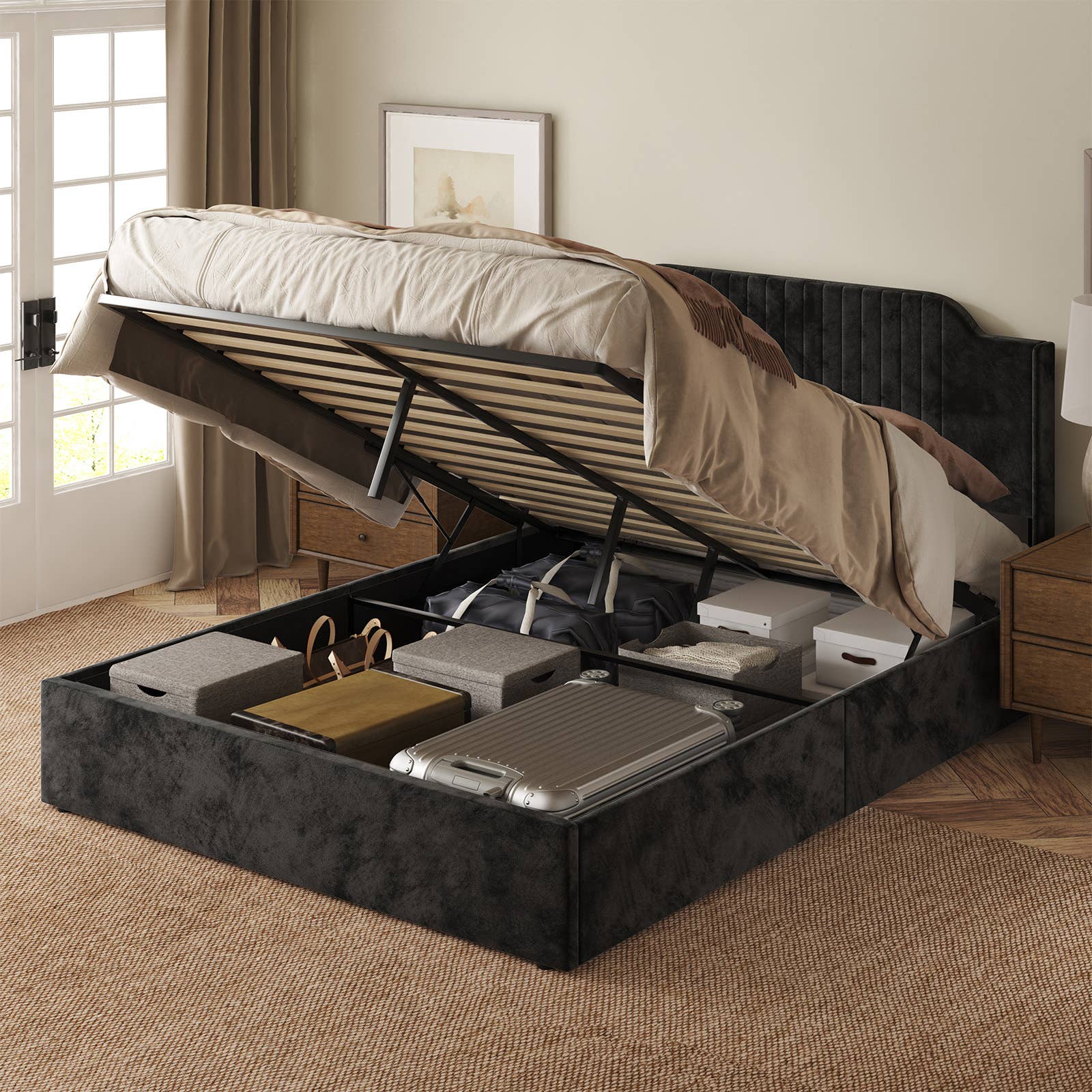 Karat Home - Wholesale Bed - Stuart Hydraulic Lift Up Platform Queen Bed9