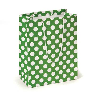 Paper Gift Bag Rect - Green Dot 9x5x12 for wholesale by Willow Group